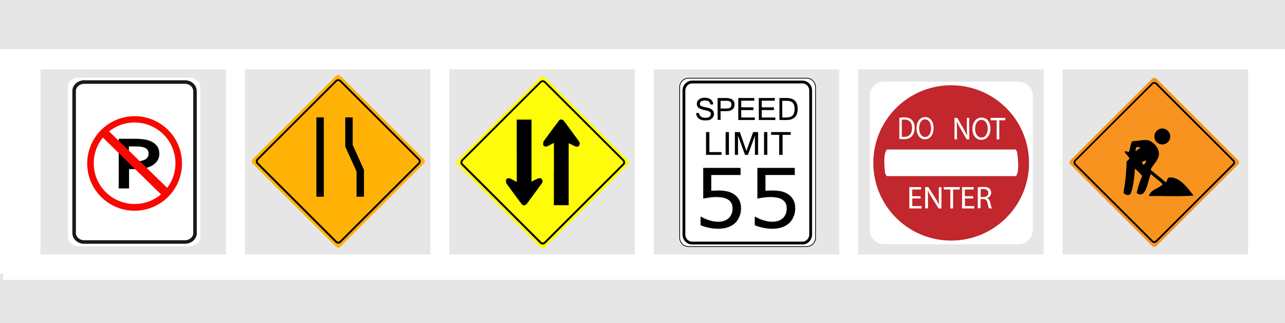Many different traffic signs